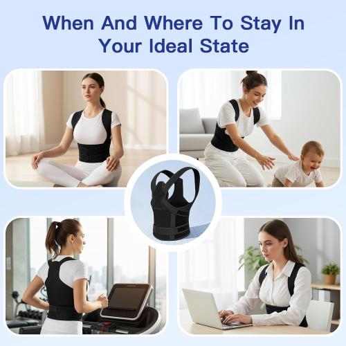 MEDIUM Posture Corrector for Women & Men, Back Brace Straightener with Adjustable Support, Relief for Neck/Shoulder/Back Pain, Scoliosis & Hunchback Correction, Breathable Mesh Design