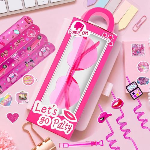 122 Pcs Pink Party Favors Pink Toy Gift Goodie Bag Stuffer Filler Makeup Party Decorations,Princess Theme Birthday Party Favors Decorations.