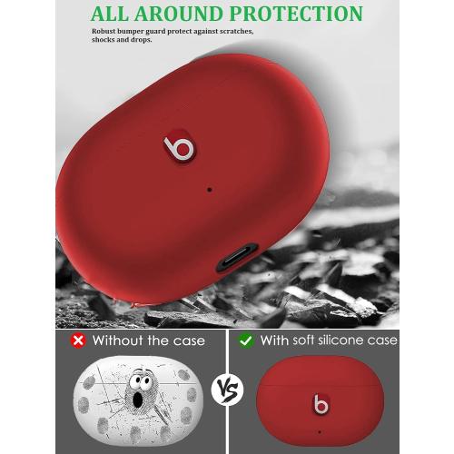 for Beats Studio Buds/Buds   Case with Cleaner kit 2021/2023, Soft Silicone Cover New Beat Studio Buds Plus Protective Skin with Keychain for Beat Studio Buds/Bud Plus Charging Case, Red