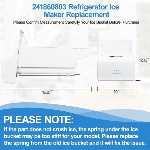 Upgraded 241860803 Refrigerator Ice Bucket Compatible with Frigidaire Ice Maker Replacement Ice Bin Container Auger Assembly AP4300918 LFSS2612TF0 FFSS2615TS0 FFHS2611PFEA LFSS2612TE0 Ice Maker Parts