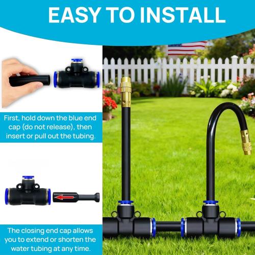 360° Adjustable Drip Irrigation System - 50FT 15/32 inch Hose | High Water Flow，No Drying Out，Garden Watering Atomizing System with 16 Copper Nozzles，suitable for gardens, patios, plants