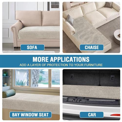 H.VERSAILTEX Plush Chenille Dog Bed Cover Thick Soft Sofa Cover for 3 Cushion Couch Anti Slip Couch Cover Furniture Protector for Dog, Pet, Cat (35 x 74, Oatmeal)