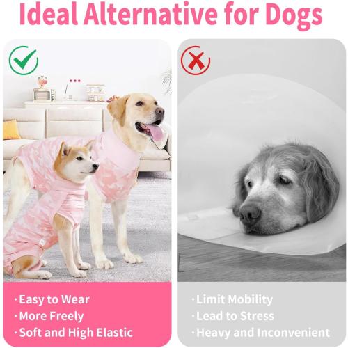 Pink Size M Coppthinktu Dog Onesie for Surgery Female, Breathable Dog Surgery Spay Recovery Suit, Dog Cone Alternative Anti-Licking