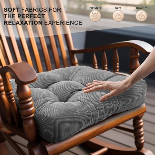 Lokex Rocking Chair Cushion Only,Tufted Non-Slip Comfortable Rocking Chair Cushions Indoor with Ties,Striped Rocking Chair Pads