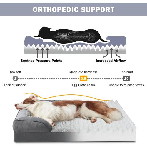 INVENHO Orthopedic Extra Large Dog Bed, XXL Waterproof Dog Sofa, Egg-Crate Foam Couch with Washable Removable Cover, Waterproof Lining and Nonskid Bottom