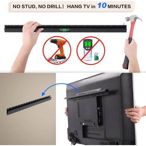 No Drill Drywall TV Mount, No Stud TV Wall Mount for 32-75 Inch Most Brand TVs up to 150lbs, Easy Install no Stud Studless TVs Wall Mount, Included All Hardware-Level Bubble Meter