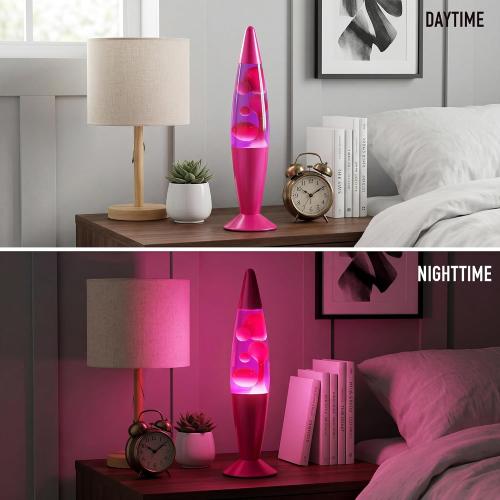 JAMBO 16 Beautiful Lamp- Purple with Pink Wax, Relaxing Liquid Light, Night Light Nightlight, Home Decor Living Room Office Bedroom Lamp for Adults Teens Kids, Magma Motion