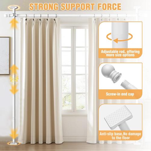 AKTOP Room Divider Curtain Rod, No Drill Tension Rod for Privacy, White