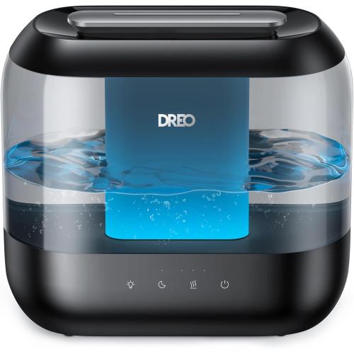 Dreo Humidifiers for Bedroom, 4L Top Fill for Large Room, 36H Runtime, 28 dB Quiet Supersized Cool Mist Air Humidifier for Baby Nursery, Plants, Indoor, Night Light, Easy to Clean & Fill, Black
