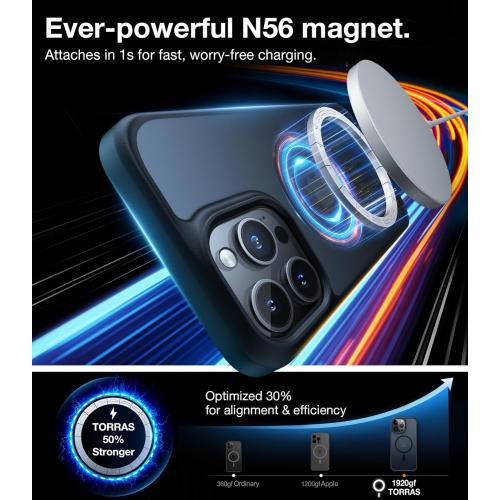 Black TORRAS Magnetic Shockproof for iPhone 12 Pro Case/iPhone 12 Case, [Military-Grade Drop Tested] [Compatible with MagSafe] Translucent Slim Protective Anti-Scratch, Black