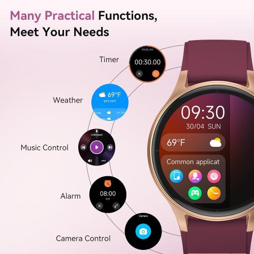 Smart Watches for Women/Men, 1.27 HD Smartwatch Fitness Tracker with Bluetooth Calls (Make/Answer), Heart Rate/SpO2/Sleep Monitor, 12 Days Battery, IP68 Waterproof - Purple