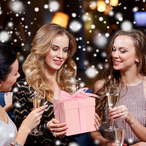 Cholemy 5 Pcs Square Nesting Boxes Decorative Gift Boxes with Lid and Ribbon Assorted Sizes Wrap for St. Patrick's Day, Carnival, Anniversary, Birthday, Bridal Shower Party Gifts(Pink)