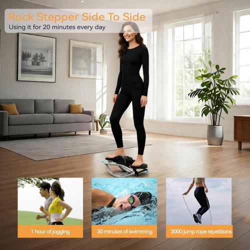 Rock Stepper with Resistance Bands - Ultra-Quiet Hydraulic Lateral Stepper, Fully Assembled Side to Side Step Rocker for Home Office, 250LBS Capacity