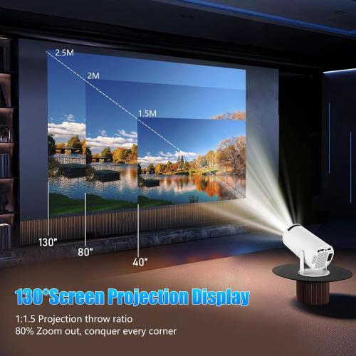 Mini Projector, Support 4K 1080P HY300 Portable Projector with Dual Band WIFI6 5G Wireless 5.0 Bluetooth Android 11, 180°Rotatable, 150 ANSI Auto Keystone Correction, 40-130 Screen Video Projector
