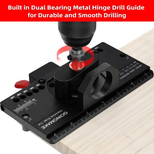 Metal Concealed Hinge Jig with Quick Clamp and Dust Vacuum Adapter - 35mm Cabinet Hinge Drilling Jig for Woodworking Door Cabinet Hinges Mounting Tool