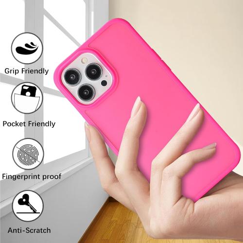 for iPhone 13 Pro Max Case with Built-in Screen Protector, for Apple 12 Pro Max Full-Body Phone Cases for Men Women Girl, Rose Red