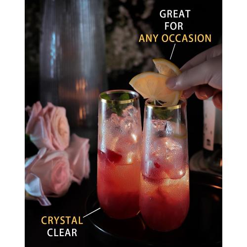 48 Pack Plastic Champagne Flutes, 9 Oz Disposable Wine Mimosa Glasses