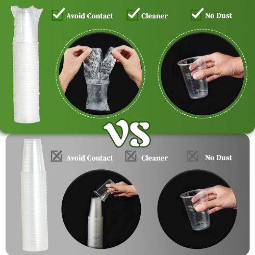 Vplus 120 Pack 24 OZ Clear Plastic Cups, Individually Wrapped PP Plastic Cups Disposable 24 OZ Drinking Glasses for Hotel Party Thanksgiving Christmas