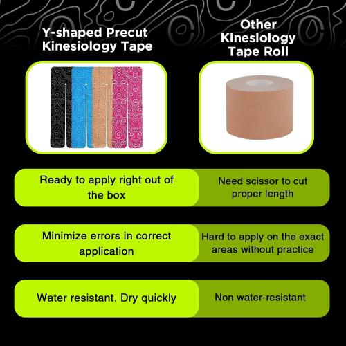 OK TAPE Precut Y-Shape Kinesiology Tape for Shoulder, Knee, Back, 10 Pcs, K Tape Strips, Provide Support & Relieve Discomfort, Water-Resistant Elastic Athletic Tape (3.5 x 10, Beige)
