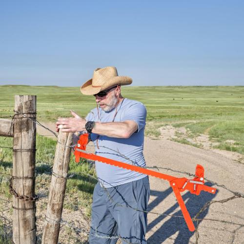 Heavy Duty Carbon Steel Fence Stretcher Tool, All Purpose Wire Tensioner for Barbed & Smooth Wire Fence, Fence Fixer and Splicer for Agricultural, Ranch & Residential Fences