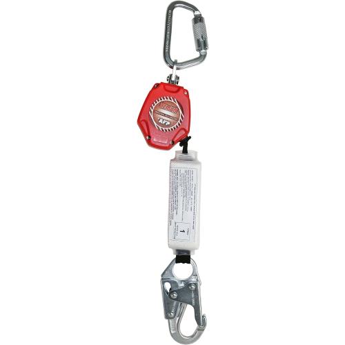 AFP Demon 6 Foot Single Web Leg Self Retracting Lifeline Safety Yoyo, Shock Pack Absorber, Steel Snap Hook & Steel Carabiner Fall Protection Arrest Limiter SRL | OSHA & ANSI Rated