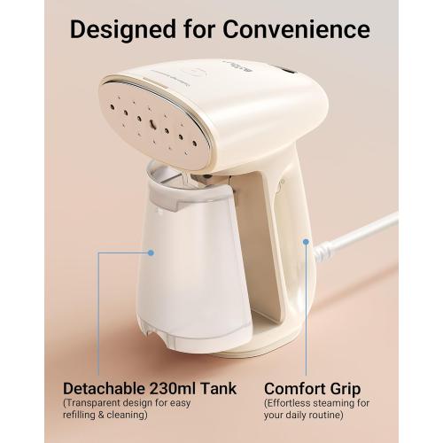 Bear Steamer for Clothes, Handheld Clothes Steamer,1300W Strong Power Garment Steamer with 230ml Tank,Fast Heat-up, Auto-Off, Steam Iron Fabric Wrinkle Remover with Brush for Home and Travel