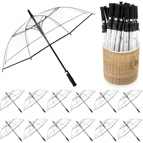 12 Pcs Wedding Umbrellas Bulk, 41 Inch Wedding Stick Umbrellas with Wooden Handle