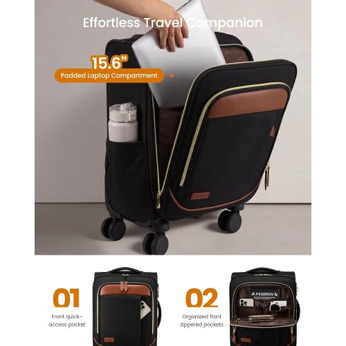 LOVEVOOK 4 Pcs Carry On Luggage 22x14x9 Airline Approved 20 Inch Underseat Carry on Suitcase for Women Men Softside Travel Luggage with Spinner Wheels and TSA Lock