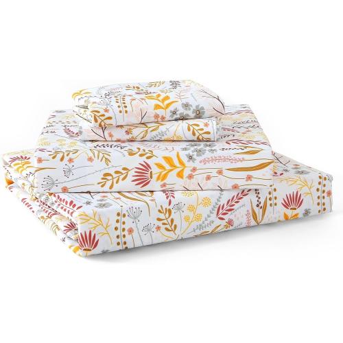 MUXHOMO Queen Size 4 Piece Sheet Set, Soft Breathable Bed Sheet Set for Bedroom with Deep Pocket Up to 16, Wrinkle-Free & Cooling Bedding for Oeko-TEX Certified - Fern Class