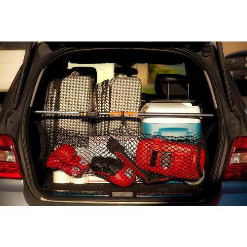 KEEPER Ratcheting Cargo Bar - Rubber, Black/Silver, Adjustable from 40-120 - Comes with 70” x 178” Storage Net (5060), For Truck