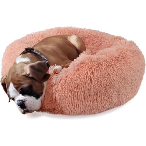 Pink Dog Beds for Small Dogs 19 inches Anxiety and Calming Washable Fluffy Cute Puppy Beds Girl Fits up to 15 lbs