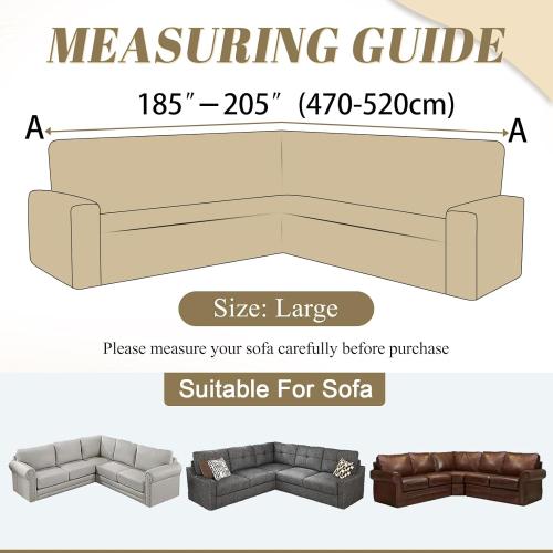 ALIECOM Extra Soft Corner Sectional Sofa Covers L Shaped Couch Cover Sectional Slipcovers with Non Slip Foams Jacquard Stretch U Shape Furniture Protector for Pets Dogs (Ivory White, Large)