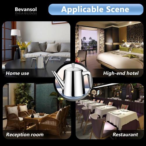 304 Stainless Steel Teapot Long Strain Large Capacity Teapot with Infuser and Removable Filter for Home Restaurant Office Dinnerware Accessories Drinkware Item (750ml)