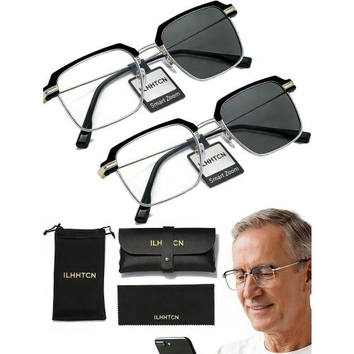 Frameless Smart Zoom Reading Glasses for Men & Women, Auto Focus Distance Near Progressive Multi-focus HD Vision