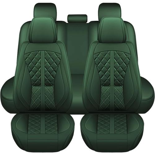 otoez Car Seat Covers Full Set, Universal Leather Seat Cover 5 Seat Waterproof & Breathable Automotive Seat Protector Full Coverage for Cars Sedens, Trucks, SUVs, Vans (Green)
