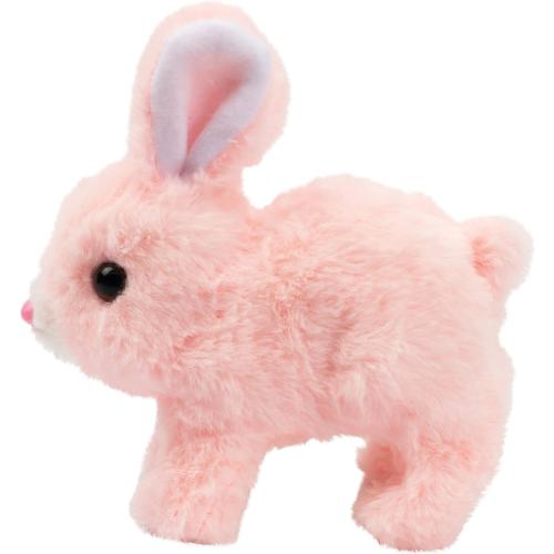 Hopearl Hopping Rabbit Interactive Electronic Pet Plush Bunny Toy with Sounds and Movements Animated Walking Wiggle Ears Twitch Nose Gift for Toddlers Birthday, Pink, 7''