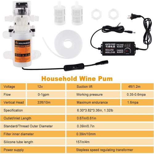 JIAWANSHUN 110V Electric Wine Transfer Pump