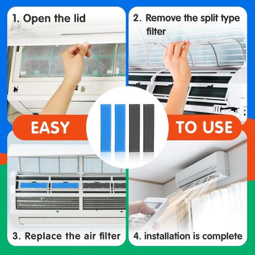 4 PCS Replacement Mini Split Air Filter Compatible with Mitsubishi Electric MAC-2300FT-E MAC-3000FT-E, 8.3 Inch, without Frames