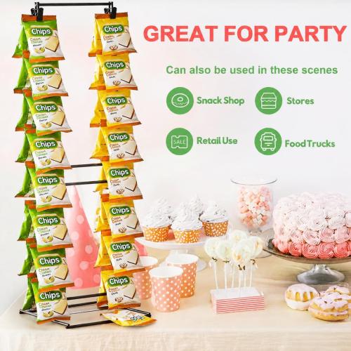 Chip Rack Display Stand, Potato Chip Rack Bag Holder with 28 Clips