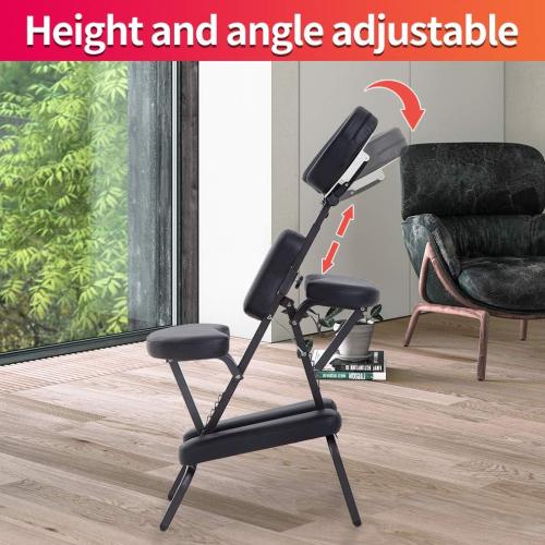 Portable Massage Chair for Tattoo and Spa Foldable Massage Therapy Chair with Adjustable Face Cradle High-Density Cushion Lightweight Design with Carrying Bag Ideal for Salon Use (Black)