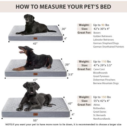 Size XL Color White WNPETHOME Orthopedic Dog Beds for Large Dogs, Extra Large Waterproof Dog Bed with Removable Washable Cover, Egg Crate Foam Pet Bed, XL Dog Crate Bed