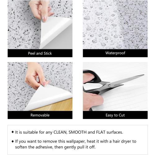 LaCheery 160x36 Terrazzo Countertop Contact Paper for Countertops White Granite Contact Paper for Kitchen Counter Top Peel and Stick Waterproof Self Adhesive Wallpaper for Bathroom Quartz Desk Table