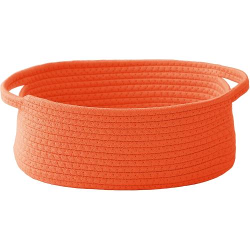 JMvicyroam Small Woven Basket, Empty Gift Basket, Orange/1 Pack | Small Gift Basket, Cotton Rope, 12 x 8 x 15 in, Handles, Includes Ribbon and Bag, Birthday Gift Basket