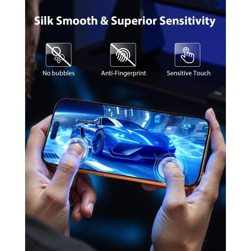 Mkeke Screen Protector Compatible with iPhone 17 Pro, 3 Pack Tempered Glass [9H  Hardness] [Military-Grade Drop Protection] [Sensitive Touch] [Easy Installation Frame] [HD Clear] for 6.3 inch