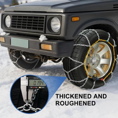 Auto Snow Chains Tire Chains For Cars Suv Pickup Trucks - Tightening 1Min Quick Install Tire-Chains, Reusable Emergency Tire Chains for Snow & Ice Traction (HKN170)
