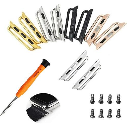 Watch Strap Connector Stainless Steel Adapter Replaceable Metal Connection Watch Strap with Replacement Tool Compatible with Apple Watch Band 38mm-49mm
