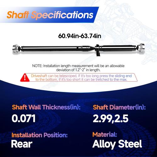 976-986 Rear Drive Shaft Prop Shaft Driveshaft Assembly [AWD] Fit for Dodge Charger 2015-2019 | Chrysler 300 2015-2019, OE 68212031AC, 68261528AD