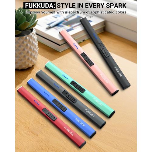 FUKKUDA Electric Arc Candle Lighter with Safety Switch - USB Rechargeable, Windproof & Flameless for Romantic Evenings, Valentine's Day Gift & Stocking Stuffer (Obsidian Black)