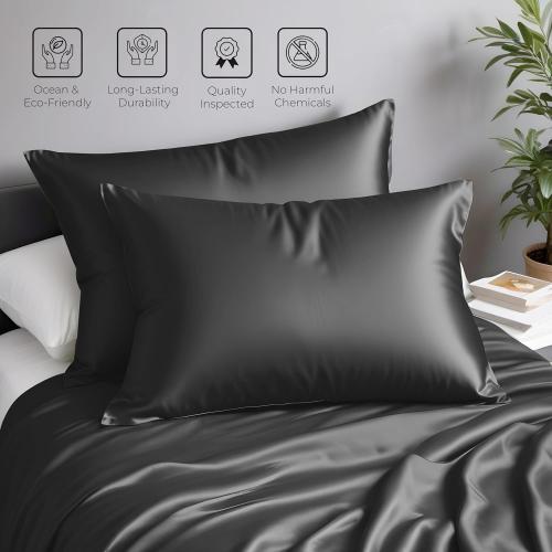 LINENWALAS Tencel Lyocell Silk Pillowcases for Hair and Skin, King Size 20x40 with Envelop Closure Soft, Breathable, Eucalyptus Cooling Pillowcases Set of 2 (Blue Dark, King)