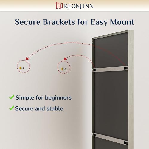 Keonjinn 24 x 30 Inch Brushed Nickel Bathroom Mirrors for Over Sink, Beveled Rectangle Framed Mirrors for Wall, Farmhouse Bathroom Vanity Mirror, Tempered Glass, Square Corner